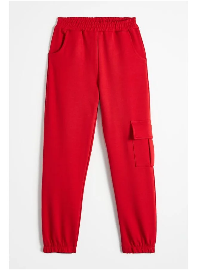 جون June Little Boy Cargo Pocket Sweatpant Red