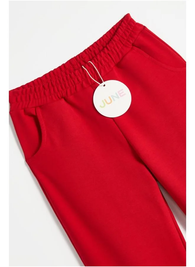 JUNE June Little Boy Cargo Pocket Sweatpant Red