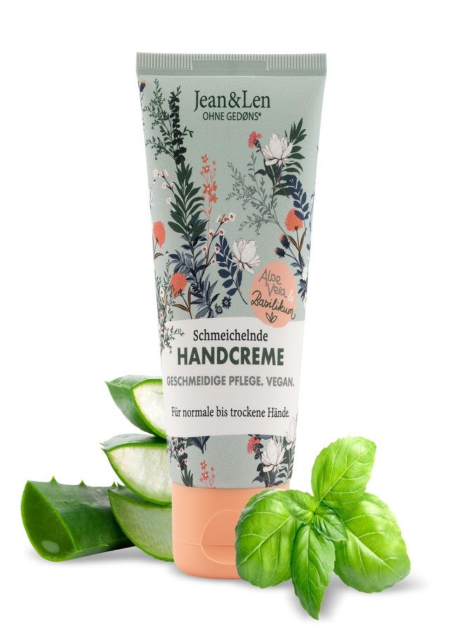 Jean & Len - Flattering Hand Cream Aloe Vera & Basil, hand care for normal to dry hands, nourishes intensively, without parabens and silicones, vegan, hand cream tube, 2.53 Fl. Oz. - Image 1