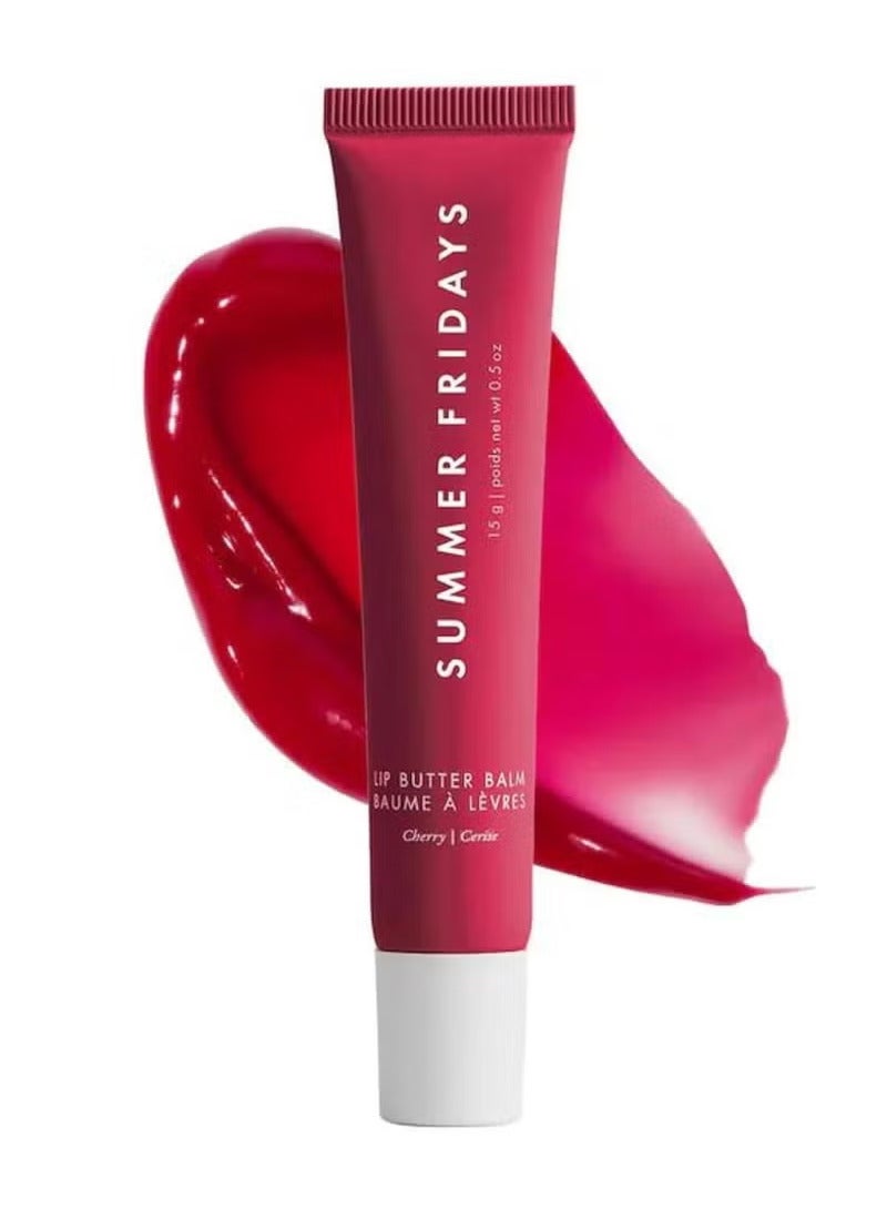 SUMMER FRIDAYS Tinted Lip Butter Balm - Conditioning Vegan Lip Balm for Instant Moisture, Shine & Hydration - Sheer-Tinted, Soothing Skincare - Cherry (.5 Oz) - Image 1