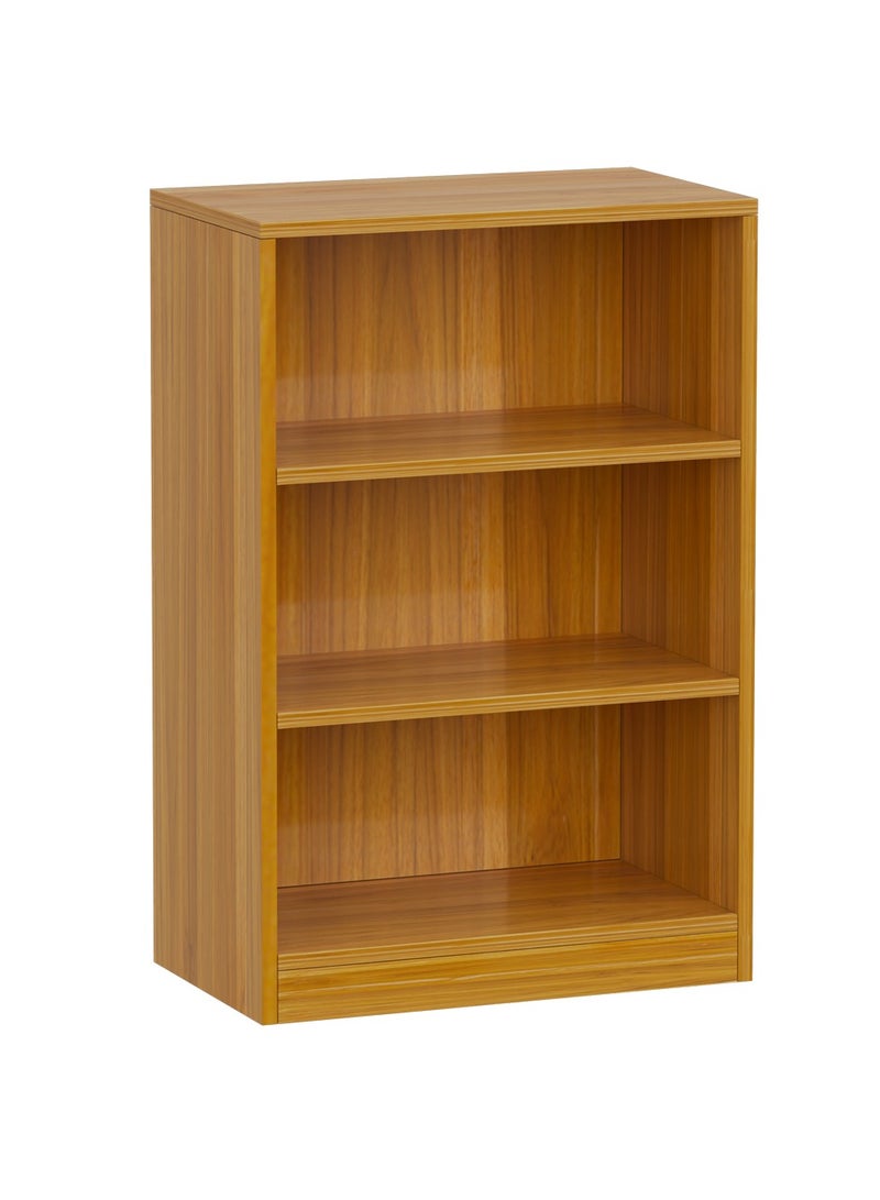 Mahmayi Mahmayi Wooden Storage Display Shelves 3-Tier Freestanding, Top Shelf for Decoration Ideal for Storing and Displaying your possessions - Light Walnut - Image 1
