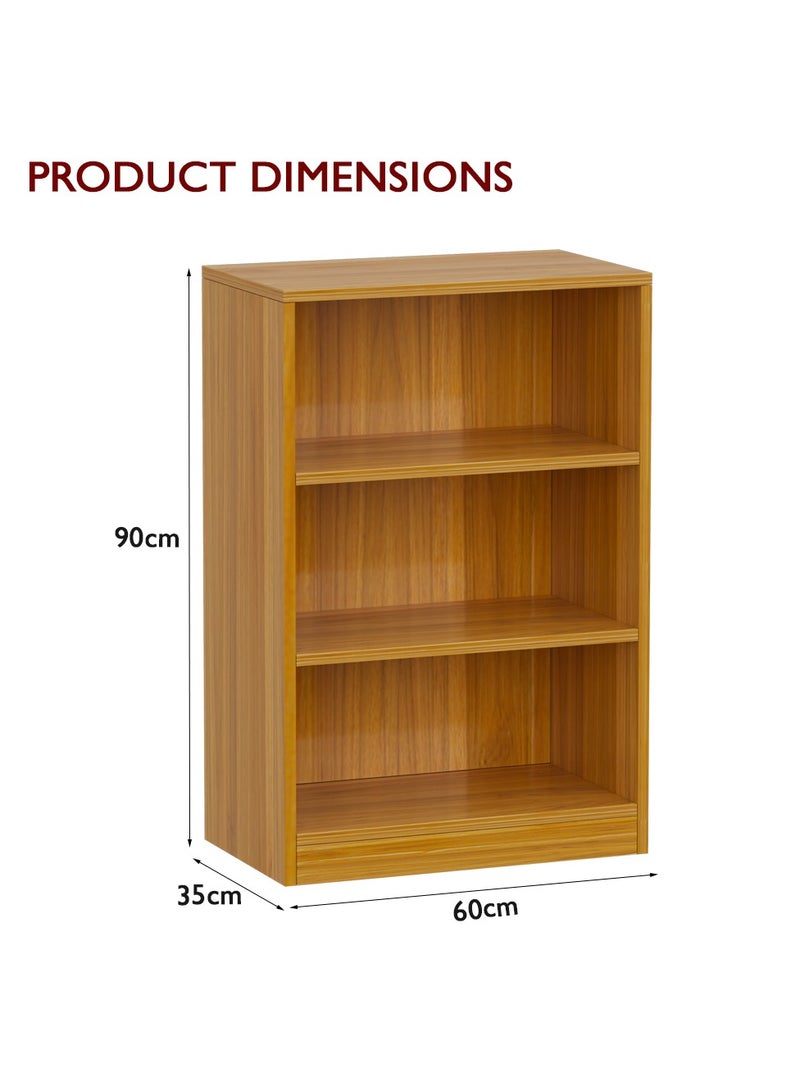 Mahmayi Mahmayi Wooden Storage Display Shelves 3-Tier Freestanding, Top Shelf for Decoration Ideal for Storing and Displaying your possessions - Light Walnut - Image 2