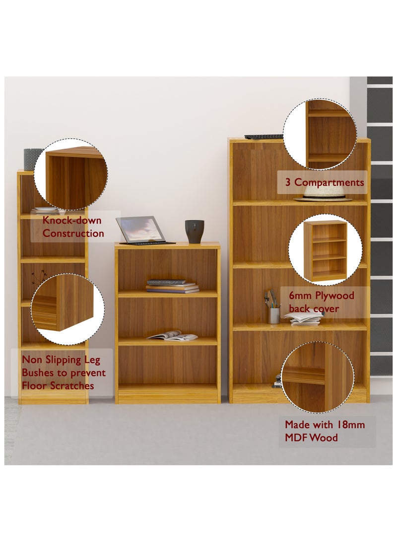 Mahmayi Mahmayi Wooden Storage Display Shelves 3-Tier Freestanding, Top Shelf for Decoration Ideal for Storing and Displaying your possessions - Light Walnut - Image 4