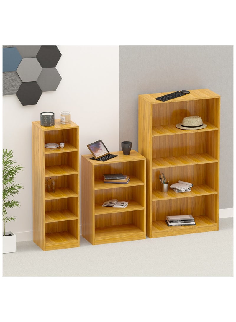 Mahmayi Mahmayi Wooden Storage Display Shelves 3-Tier Freestanding, Top Shelf for Decoration Ideal for Storing and Displaying your possessions - Light Walnut - Image 5