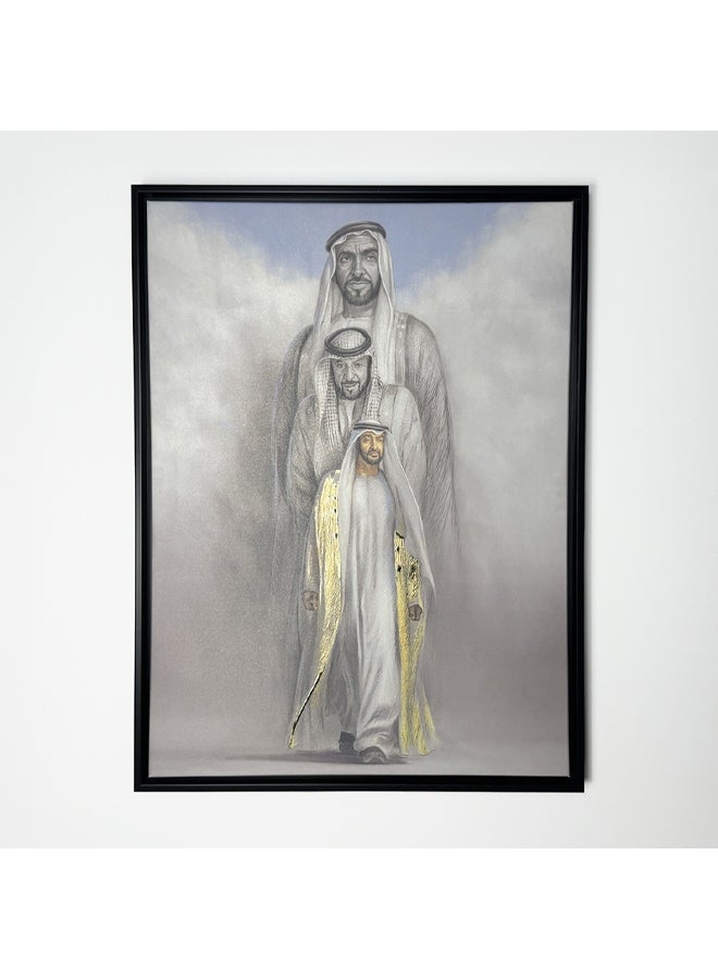 Art Decor Framed Canvas Print Gold Foil Embossed Art Print – Luxury Textured UAE Heritage Leaders Decorative Portrait Wall Art for Living Room Bedroom Office Home Décor - Image 1