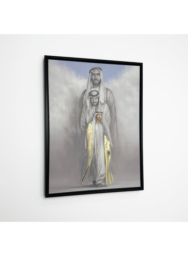 Art Decor Framed Canvas Print Gold Foil Embossed Art Print – Luxury Textured UAE Heritage Leaders Decorative Portrait Wall Art for Living Room Bedroom Office Home Décor - Image 3