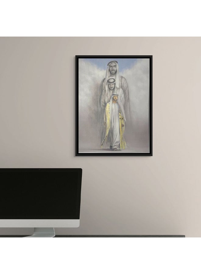 Art Decor Framed Canvas Print Gold Foil Embossed Art Print – Luxury Textured UAE Heritage Leaders Decorative Portrait Wall Art for Living Room Bedroom Office Home Décor - Image 2