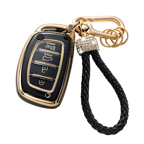 Gematay for Hyundai Key Fob Cover with Keychain Lanyard Key Fob Protector Shell Compatible with Elantra Ioniq Sonata Tucson Elantra GT Keyless Entry Smart Key Case - Image 1