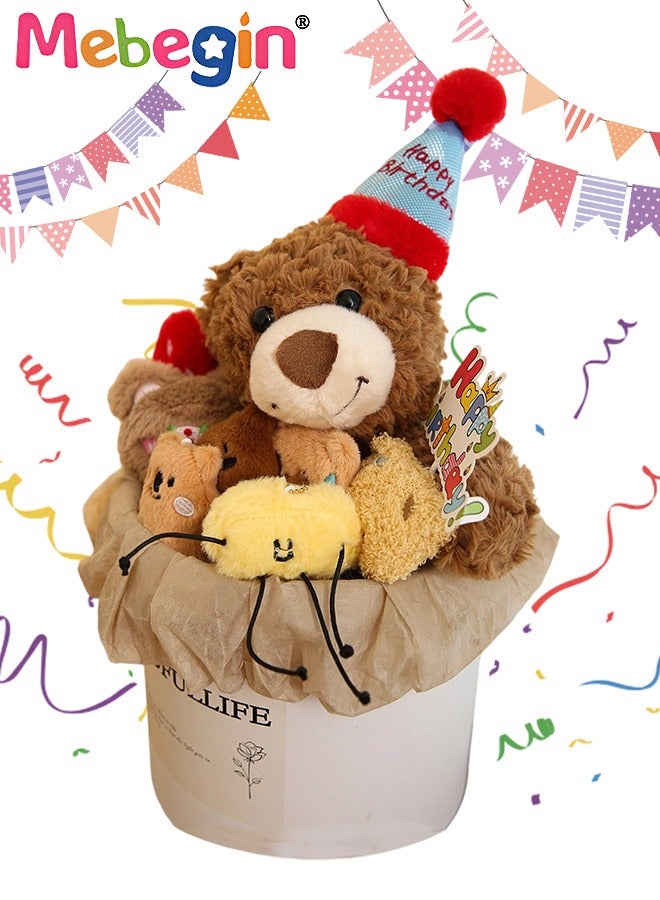 ميبيجين دمية دب محشوة، دمية دب محشوة، باقة دب لعيد الميلاد، دمية دب محشوة، مجموعة دمى ناعمة، ألعاب زينة داخلية، هدية عيد ميلاد مثالية للفتيات والأصدقاء، 21*33 سم - Image 1