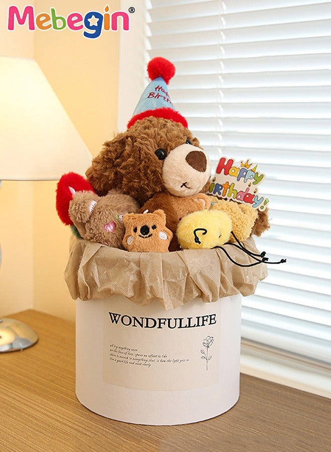 ميبيجين دمية دب محشوة، دمية دب محشوة، باقة دب لعيد الميلاد، دمية دب محشوة، مجموعة دمى ناعمة، ألعاب زينة داخلية، هدية عيد ميلاد مثالية للفتيات والأصدقاء، 21*33 سم - Image 2