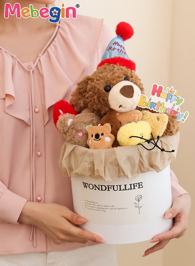 ميبيجين دمية دب محشوة، دمية دب محشوة، باقة دب لعيد الميلاد، دمية دب محشوة، مجموعة دمى ناعمة، ألعاب زينة داخلية، هدية عيد ميلاد مثالية للفتيات والأصدقاء، 21*33 سم - Image 4