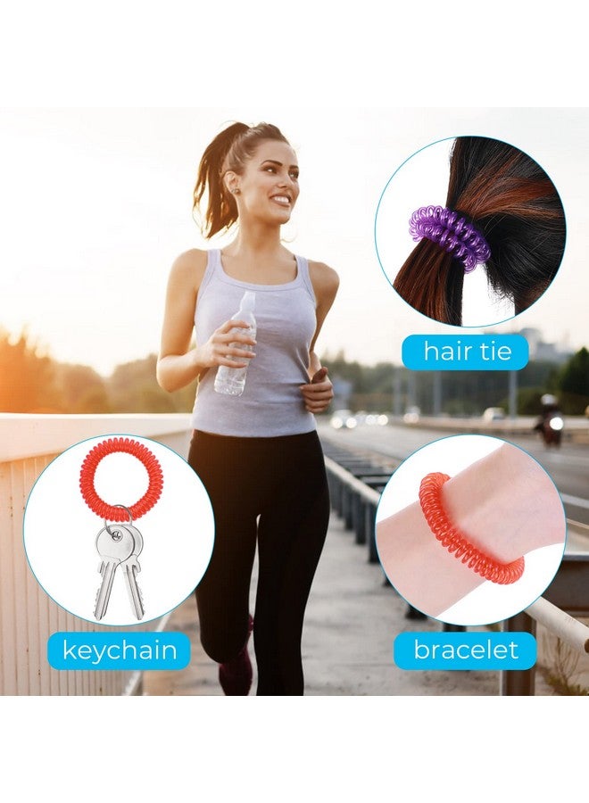 يوليف سلسلة مفاتيح بلاستيكية ملونة على شكل لفائف معصم، سوار لولبي مطاطي، سلسلة مفاتيح معصم، حامل مفاتيح للساونا وصالة الألعاب الرياضية وحمام السباحة وشارة الهوية والرياضات الخارجية - Image 4