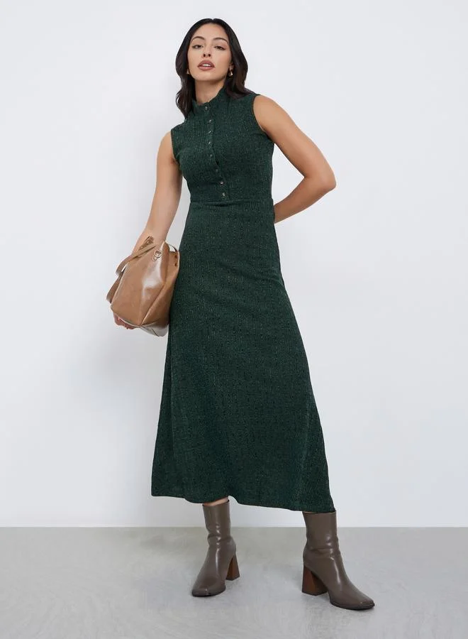 Styli Styli Sleeveless Maxi Dress with Button Placket