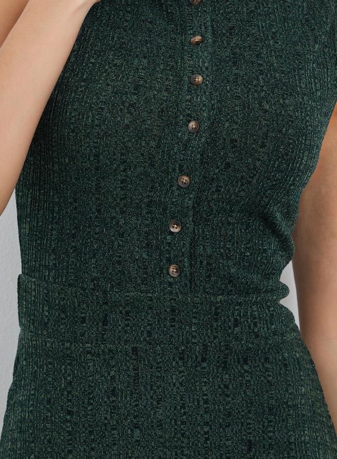 Styli Sleeveless Maxi Dress with Button Placket - Image 4