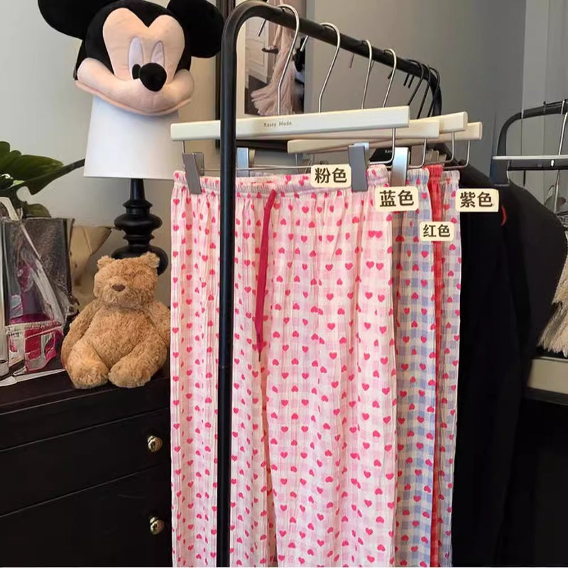 Cute Printed Lounge Pants for Women - High Waist Wide Leg - Image 4