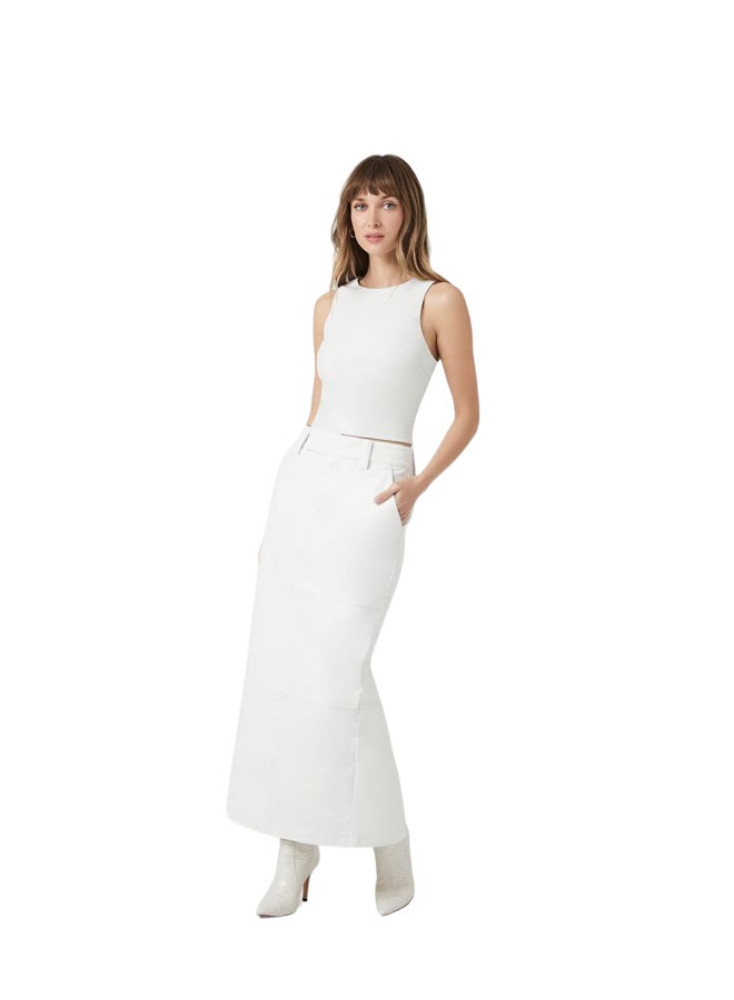 FOREVER 21 Faux Leather Slit Midi Skirt - Image 1