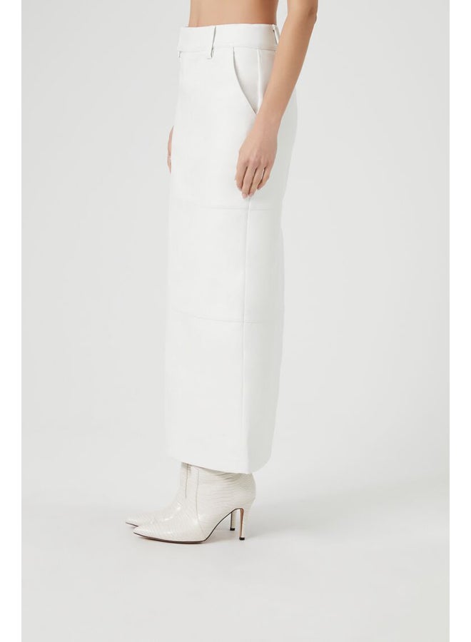 FOREVER 21 Faux Leather Slit Midi Skirt - Image 3