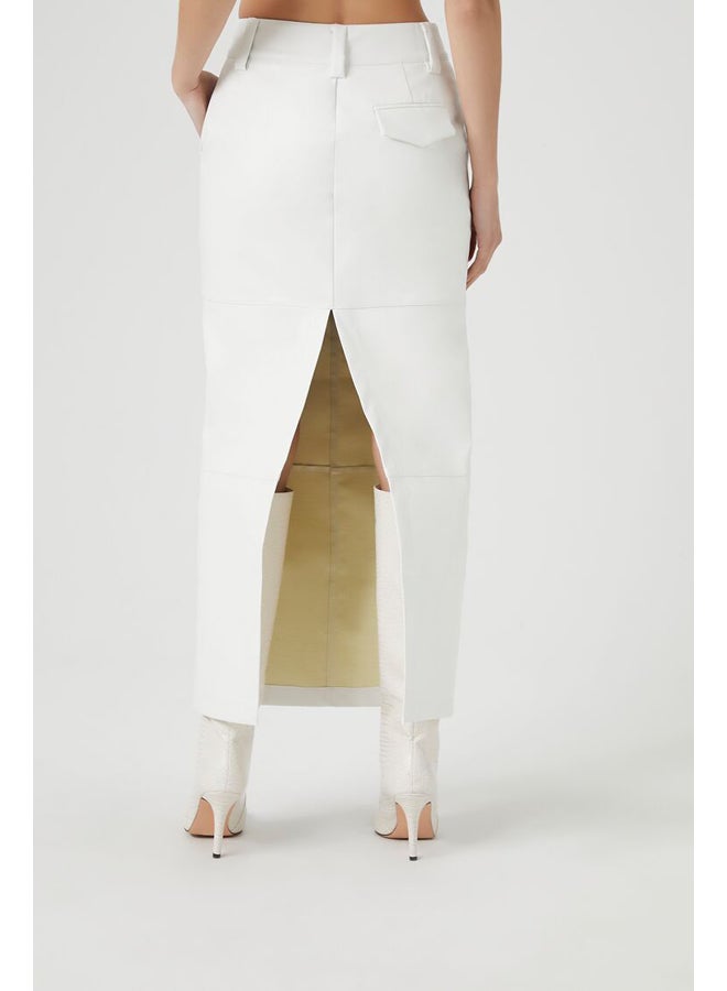 FOREVER 21 Faux Leather Slit Midi Skirt - Image 4