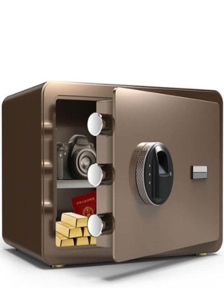 Cool Baby COOLBABY Safe Box with Biometric Fingerprint Lock, A4 Document Size Safety Deposit Box for Home Office Shop (25 * 35 * 25) Brown  - Image 1