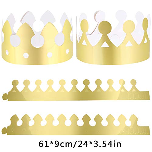 LOCOLO 40 Pieces Golden Paper Crowns, Paper Crown for Birthday Party Baby Shower Photo Props - Image 3