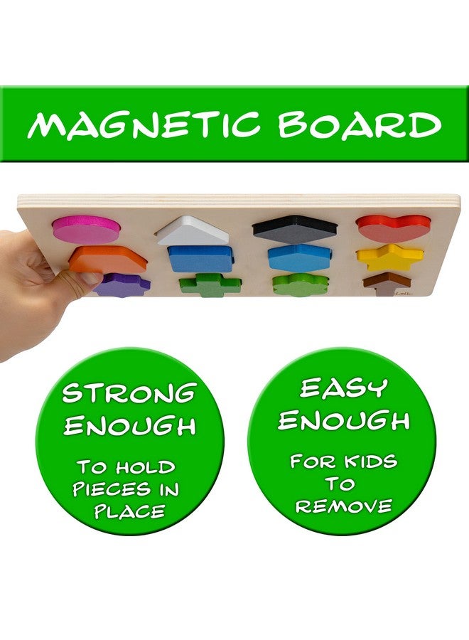 Driddle Magnetic Wooden Educational Shape Puzzle - Learn Colors & Shape Recognition Toy - Toddler Preschool Game - Kids Montessori Education - Image 3