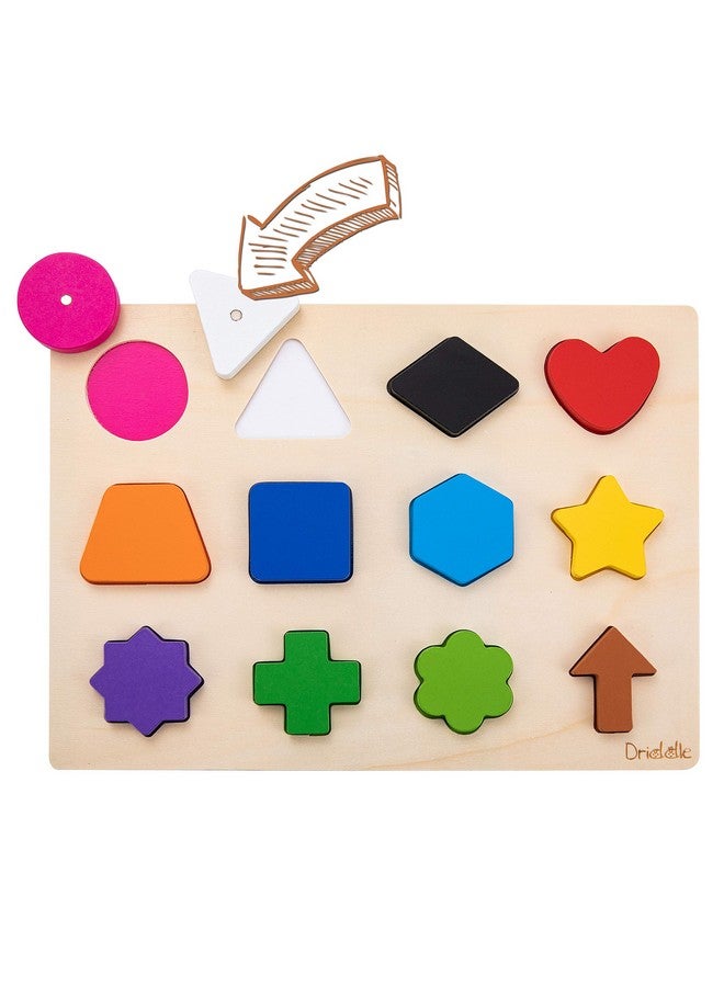 Driddle Magnetic Wooden Educational Shape Puzzle - Learn Colors & Shape Recognition Toy - Toddler Preschool Game - Kids Montessori Education - Image 1