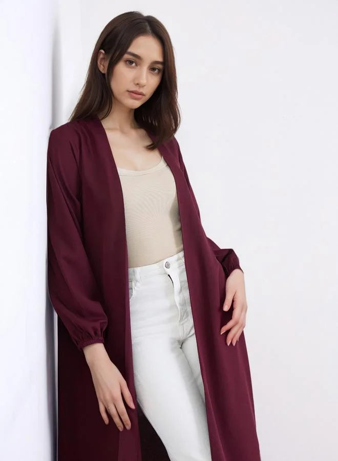 Amirah Solid Cuffed Long Sleeve Abaya