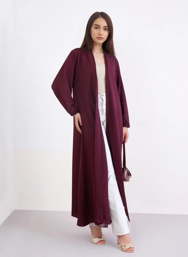 Amirah Solid Cuffed Long Sleeve Abaya
