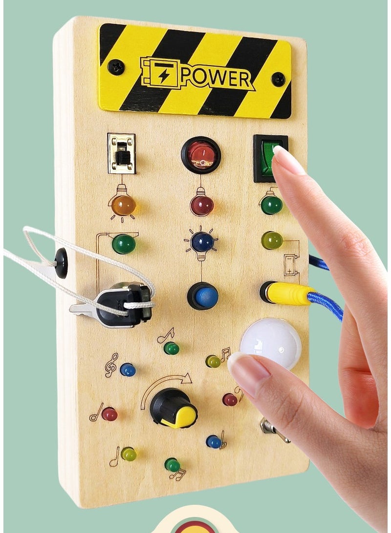 Montessori wooden LED switch busy board, sensory toys for toddlers, educational learning activities, 1 2 3 year old boy girl toddler toys gifts - Image 4