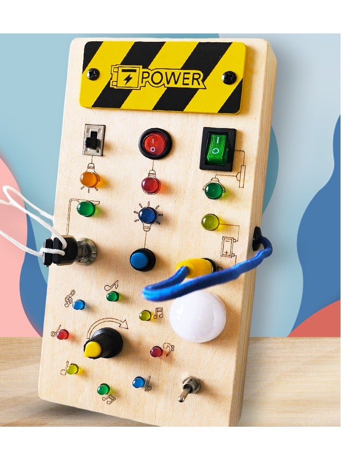 Montessori wooden LED switch busy board, sensory toys for toddlers, educational learning activities, 1 2 3 year old boy girl toddler toys gifts - Image 1