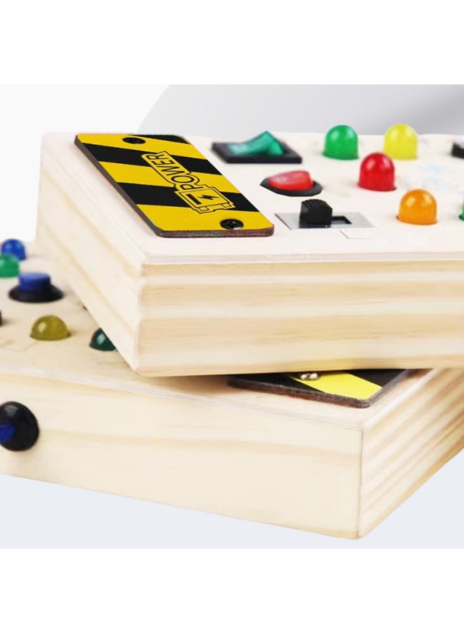 Montessori wooden LED switch busy board, sensory toys for toddlers, educational learning activities, 1 2 3 year old boy girl toddler toys gifts - Image 3