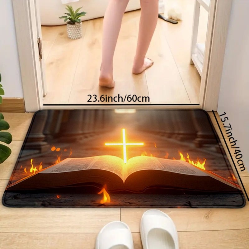 1pc Bathroom Anti Slip Mat 15.7In X 31.5In Soft Flannel Kitchen Floor Mat Comfortable Easy Clean For Living Room Dining Room Entrance Carpet - Image 3