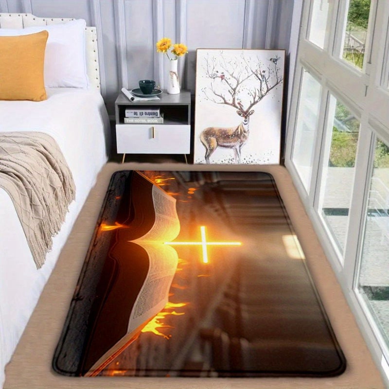 1pc Bathroom Anti Slip Mat 15.7In X 31.5In Soft Flannel Kitchen Floor Mat Comfortable Easy Clean For Living Room Dining Room Entrance Carpet - Image 2