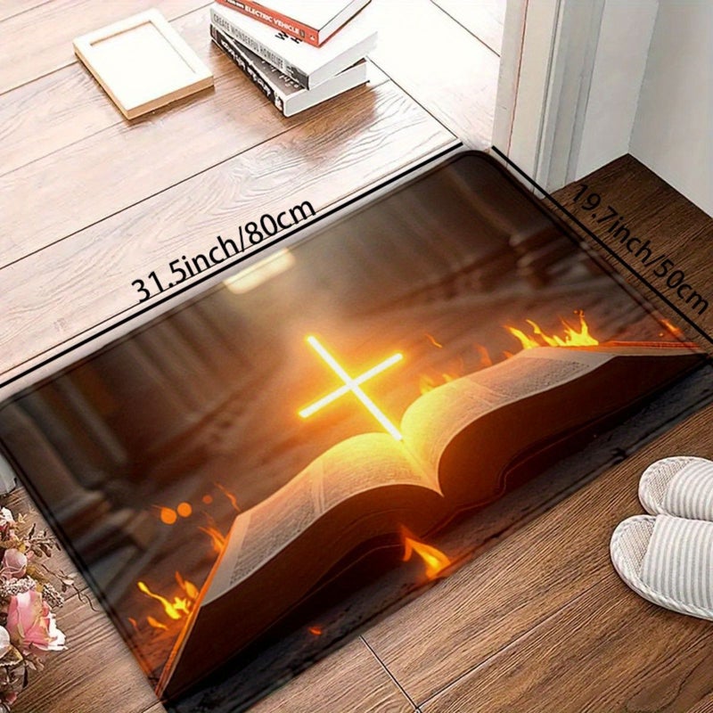 1pc Bathroom Anti Slip Mat 15.7In X 31.5In Soft Flannel Kitchen Floor Mat Comfortable Easy Clean For Living Room Dining Room Entrance Carpet - Image 5