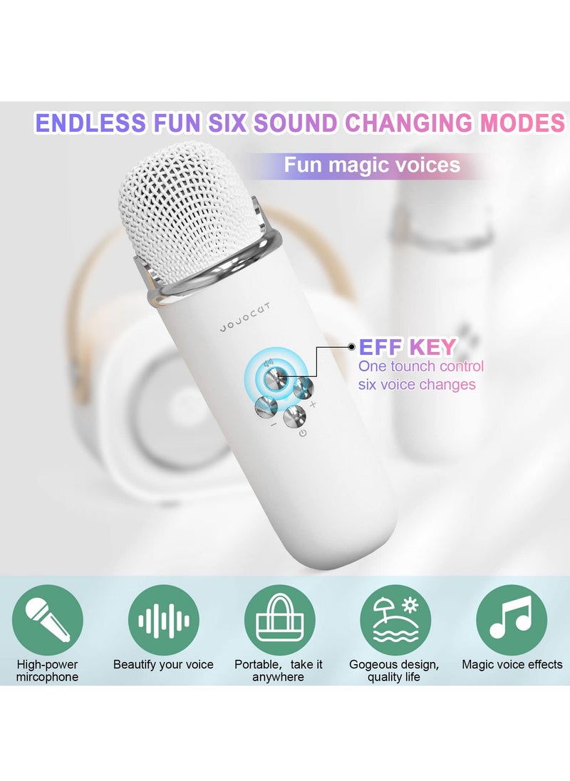 SYOSI - Mini Karaoke Machine with Wireless Microphone Set Portable Bluetooth Karaoke Speaker Retro Handheld Style Bluetooth Speaker for Kids and Adults for Family Party Singing Party Birthday White - Image 1