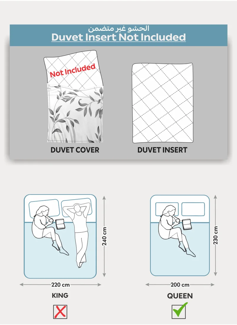 Donetella Printed Duvet Set, Queen Size 200x230 cm - 6-Pcs Bed Set, Microfiber Fabric - 1 Duvet Cover, 1 Fitted Sheet, 2 Pillow Shams, 2 Pillowcases (Filler Not Included)