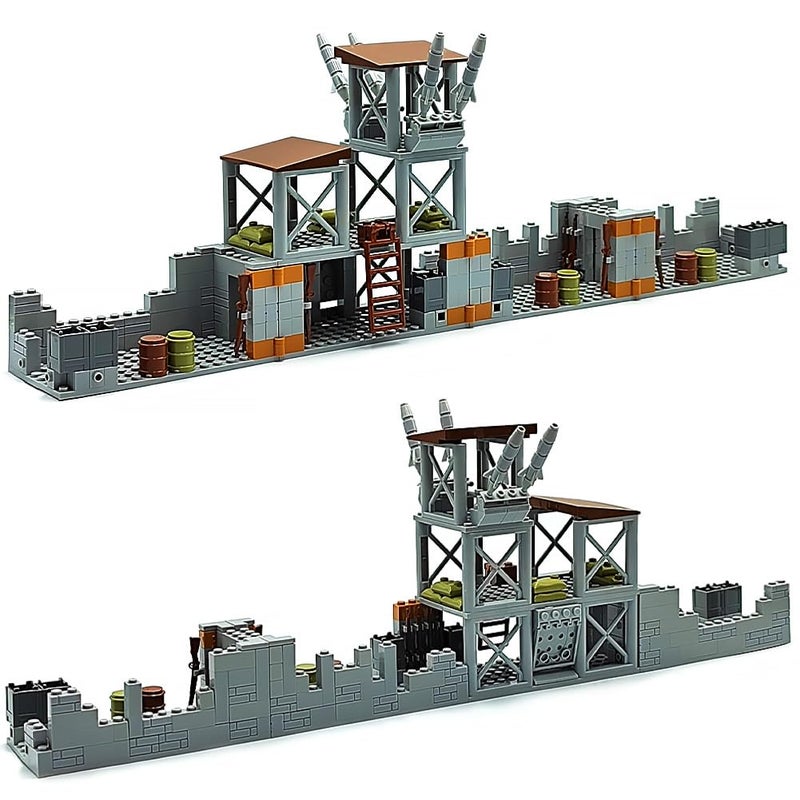 ZHX Military Base Building Brick Set for Army Minifigure War Accessories, Defence Base Guard Tower Guns Weapons Building Block Toy for Kids 8 10 12 14 Years - Image 4