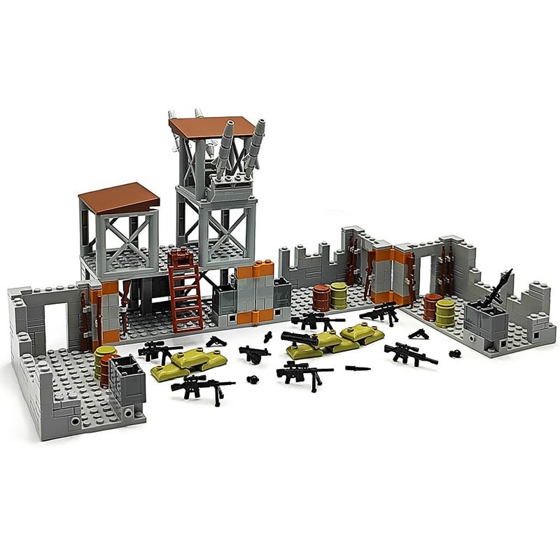 ZHX Military Base Building Brick Set for Army Minifigure War Accessories, Defence Base Guard Tower Guns Weapons Building Block Toy for Kids 8 10 12 14 Years - Image 3