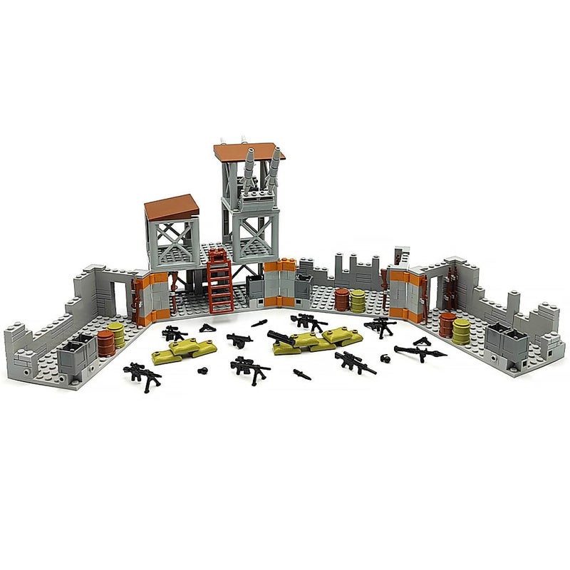 ZHX Military Base Building Brick Set for Army Minifigure War Accessories, Defence Base Guard Tower Guns Weapons Building Block Toy for Kids 8 10 12 14 Years - Image 5