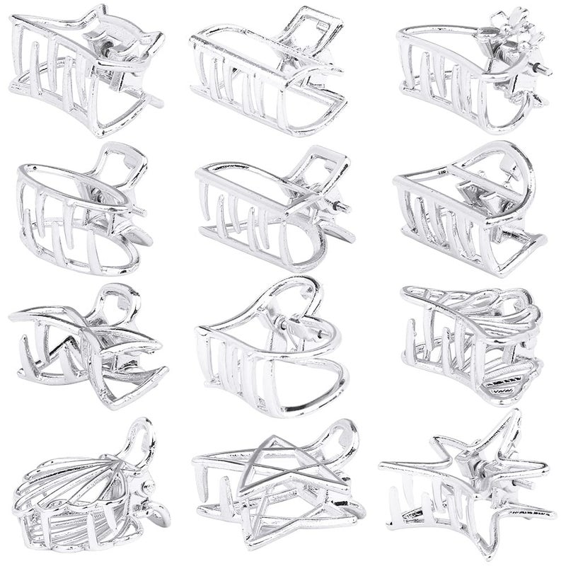 ANBALA Small Metal Hair Clips  Mini Nonslip Cute Silver Clips for Women Girls 12Pcs