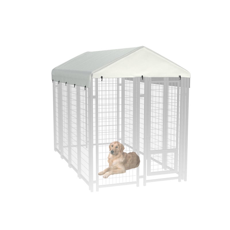 LYBOSH Outdoor Dog Kennel Cover 8'L x 4'W Replacement Dog Kennel Cover Made of 900D Waterproof Oxford Fabric Beige (Frame Not Included) - Image 1