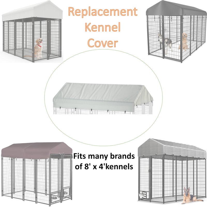 LYBOSH Outdoor Dog Kennel Cover 8'L x 4'W Replacement Dog Kennel Cover Made of 900D Waterproof Oxford Fabric Beige (Frame Not Included) - Image 4