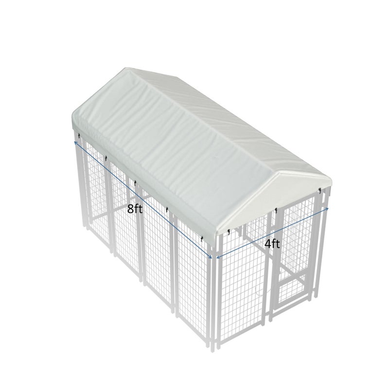 LYBOSH Outdoor Dog Kennel Cover 8'L x 4'W Replacement Dog Kennel Cover Made of 900D Waterproof Oxford Fabric Beige (Frame Not Included) - Image 2