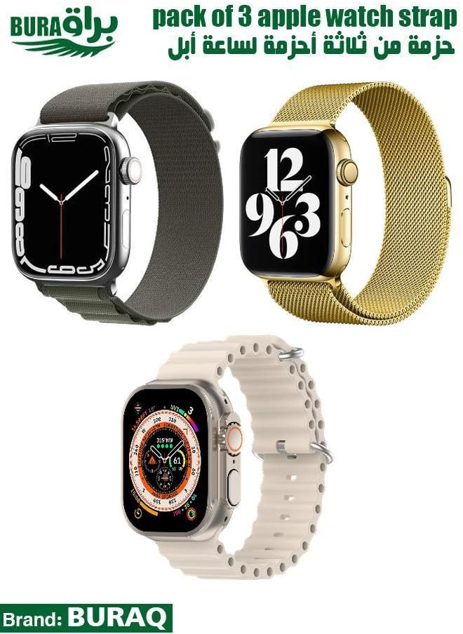 BURAQ - Apple Watch Band Strap For Apple Watch Ultra 2/Ultra 49mm, Series 10 46mm, 9/8/7 45mm, SE2/SE/6/5/4 44mm, 3/2/1 42mm - Image 1