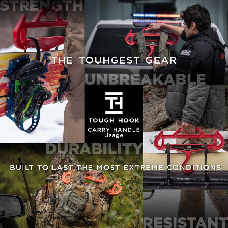 Tough Hook خطاف قوي XL حامل ثقيل، حامل تكتيكي كبير للشرطة، معدات الغوص، بدلة الغوص وBCD للغوص، سعة 180 رطل مع مقبض حمل، صنع في الولايات المتحدة، أسود 1 عبوة - Image 4