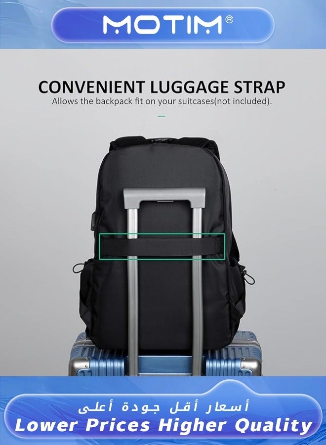 Motim Travel Laptop Backpack Grey Business Anti Theft Backpack with USB Charging Port Water Resistant College School Bag Gifts for Men & Women Fits 14 Inch Notebook Computer Bag  - Image 2