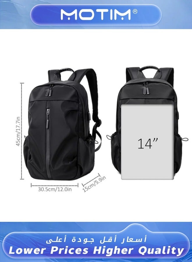 Motim Travel Laptop Backpack Grey Business Anti Theft Backpack with USB Charging Port Water Resistant College School Bag Gifts for Men & Women Fits 14 Inch Notebook Computer Bag  - Image 3
