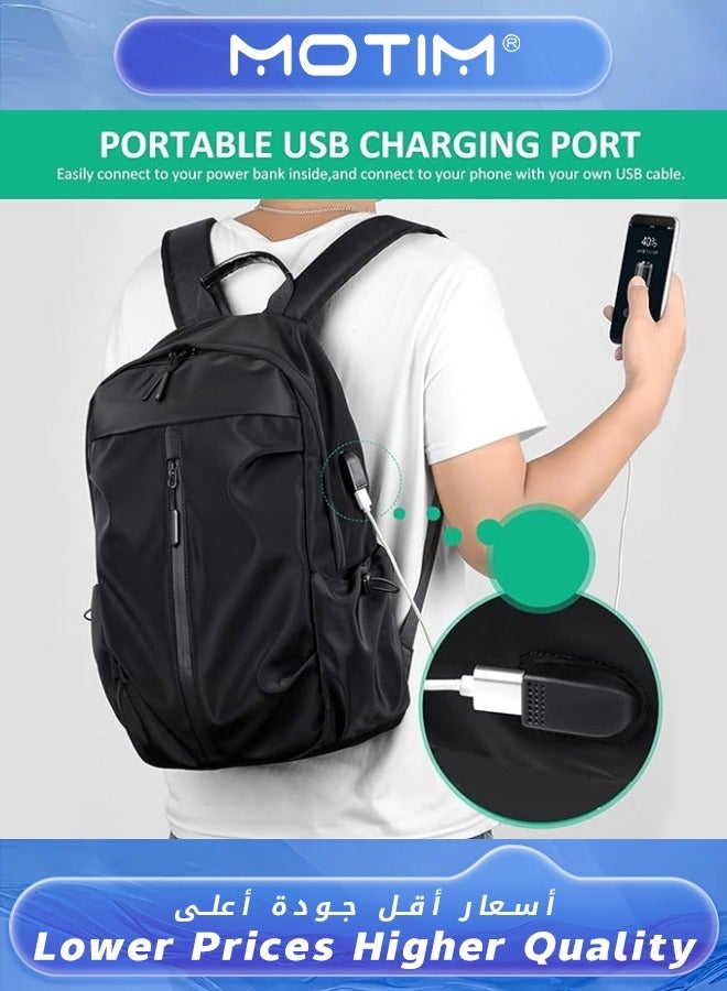 Motim Travel Laptop Backpack Grey Business Anti Theft Backpack with USB Charging Port Water Resistant College School Bag Gifts for Men & Women Fits 14 Inch Notebook Computer Bag  - Image 5