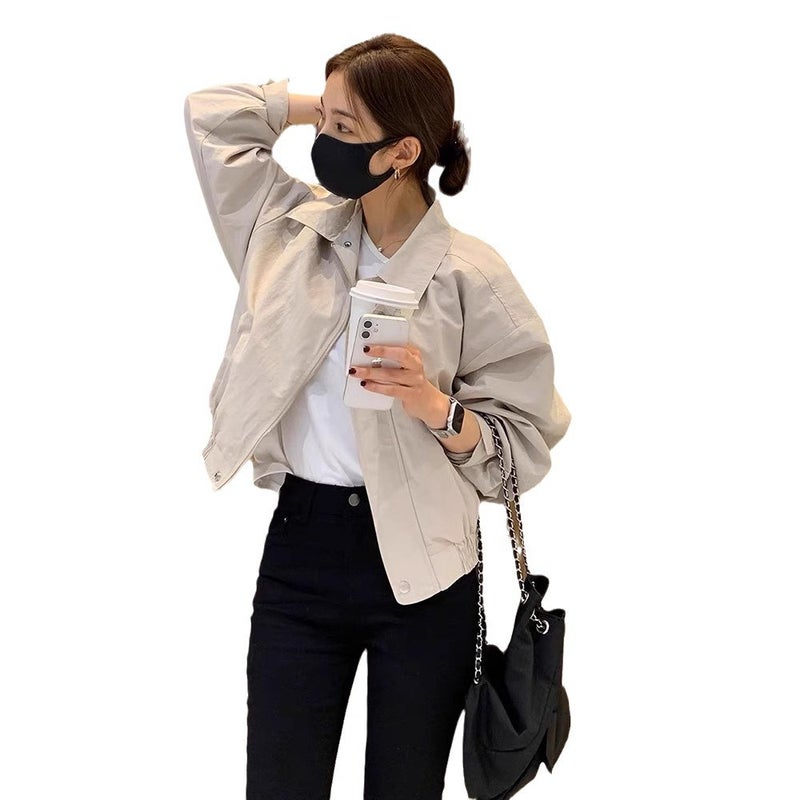 High-end Elegant Solid Color Short Coat Womens Korean-style Simple Casual All-match Jacket Work Top Spring and Autumn New Apricot - Image 5