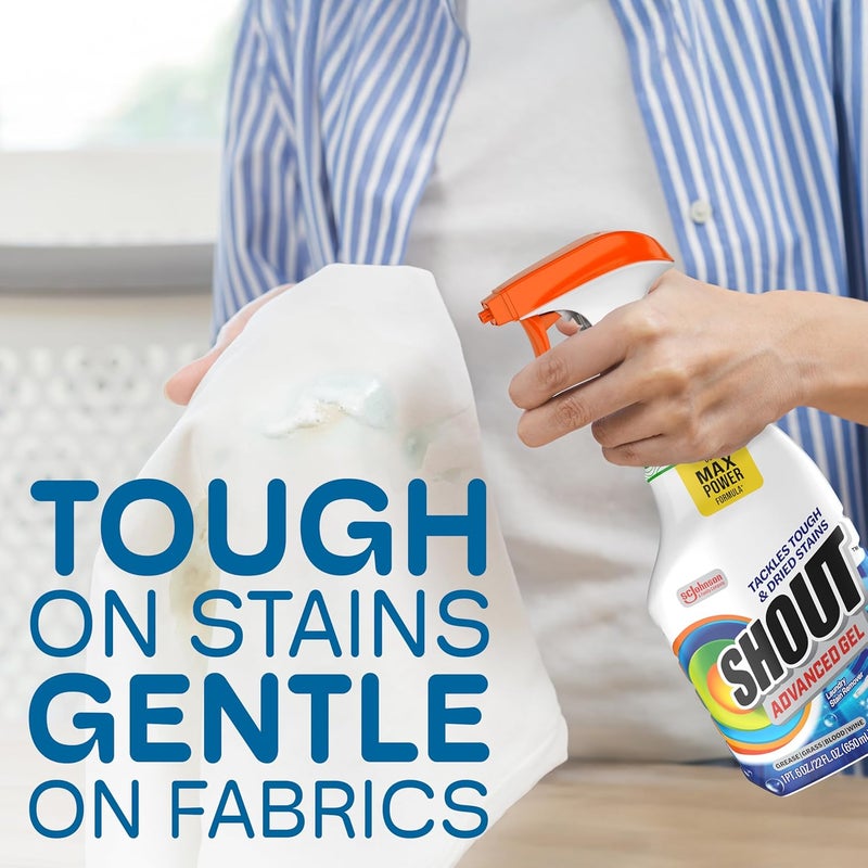 Shout Advanced Laundry Stain Remover Gel, Breaks Down 100+ Types of Tough Stains - 22oz Spray Polished safe edge - Image 5